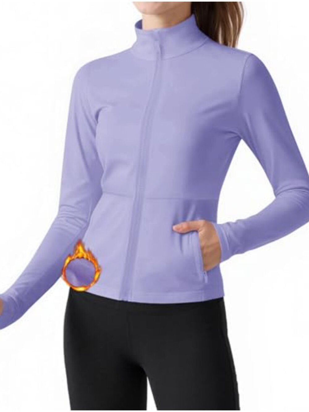 Girls Athletic Lightweight Jacket Full Zip Fleece Lined Thumbhole Cuffs Stand